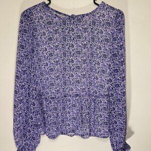 Loft Vine Peplum Tie Back Blouse
